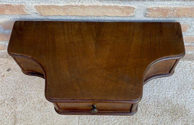 French Wall Bedside Tables in Walnut, 1920s, Set of 2-NOU-1761216