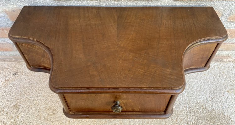 French Wall Bedside Tables in Walnut, 1920s, Set of 2-NOU-1761216