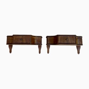 French Wall Bedside Tables in Walnut, 1920s, Set of 2-NOU-1761216