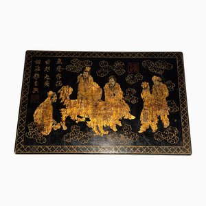 French Wall Decoration in Lacquer and Gilding with Chinese Decorations, 1970s-BA-1698359