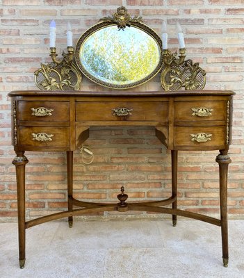 French Walnut and Bronze Vanity with Candelabra Arms-NOU-1304270