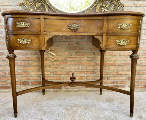 French Walnut and Bronze Vanity with Candelabra Arms-NOU-1304270