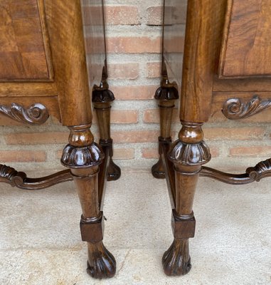 French Walnut and Burl Nightstands with Drawer, 1940, Set of 2-NOU-1747294