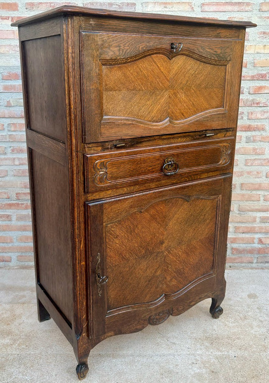 French Walnut Drop Front Secretary, 1890s