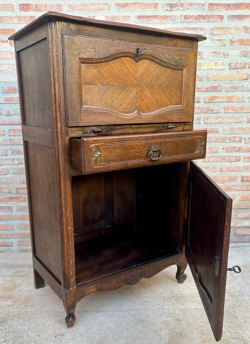 French Walnut Drop Front Secretary, 1890s