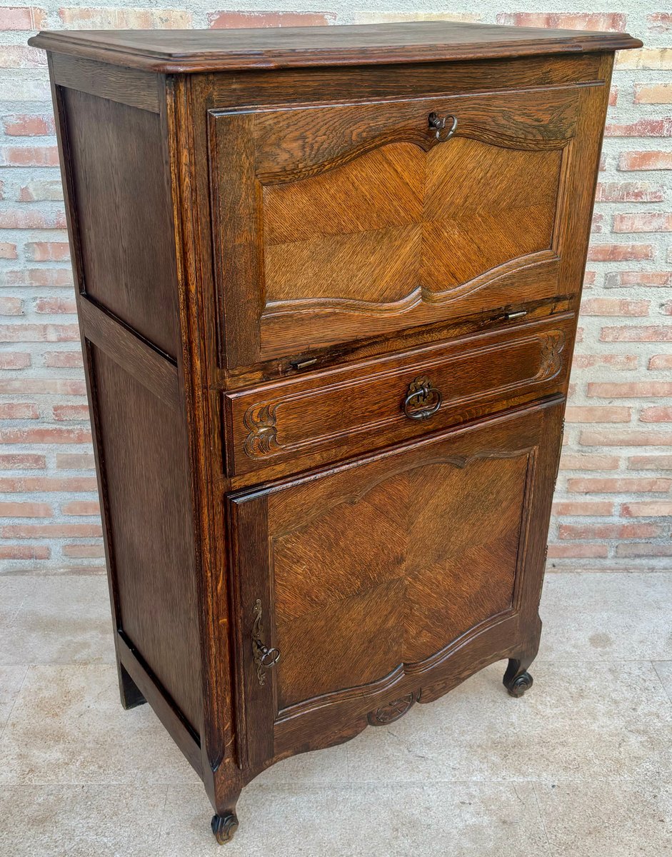 French Walnut Drop Front Secretary, 1890s