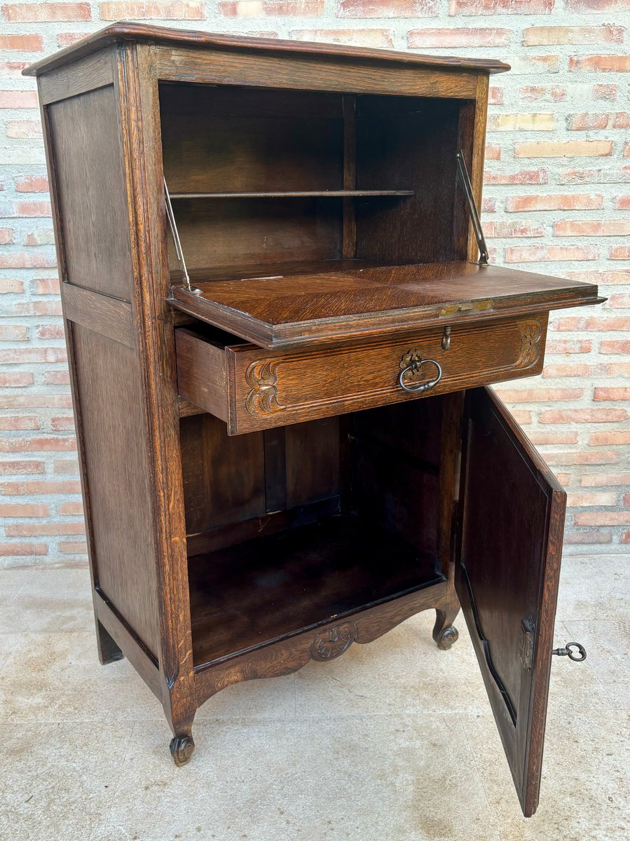 French Walnut Drop Front Secretary, 1890s