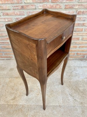 French Walnut Nightstands with Drawer & Open Shelf, 1950s, Set of 2-NOU-850433