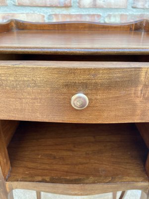 French Walnut Nightstands with Drawer & Open Shelf, 1950s, Set of 2-NOU-850433