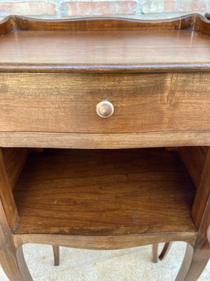 French Walnut Nightstands with Drawer & Open Shelf, 1950s, Set of 2-NOU-850433