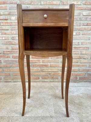 French Walnut Nightstands with Drawer & Open Shelf, 1950s, Set of 2-NOU-850433