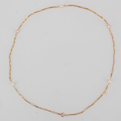 French White and Pink Cultured Pearls 18 Karat Rose Gold Necklace, 1980s-OLU-970999