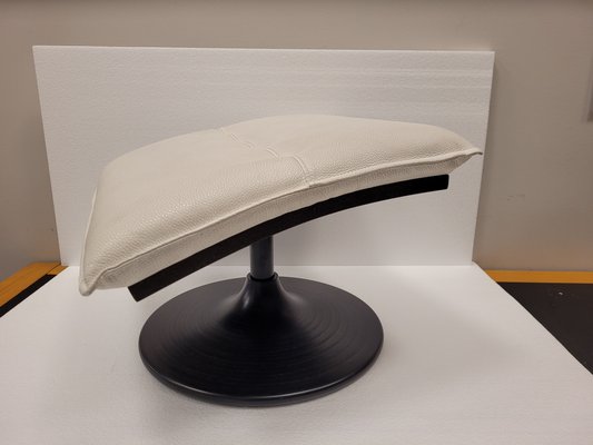 French White Leather & Beech Ottoman from Roche Bobois, 2000s-NUC-1782491