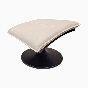 French White Leather & Beech Ottoman from Roche Bobois, 2000s-NUC-1782491