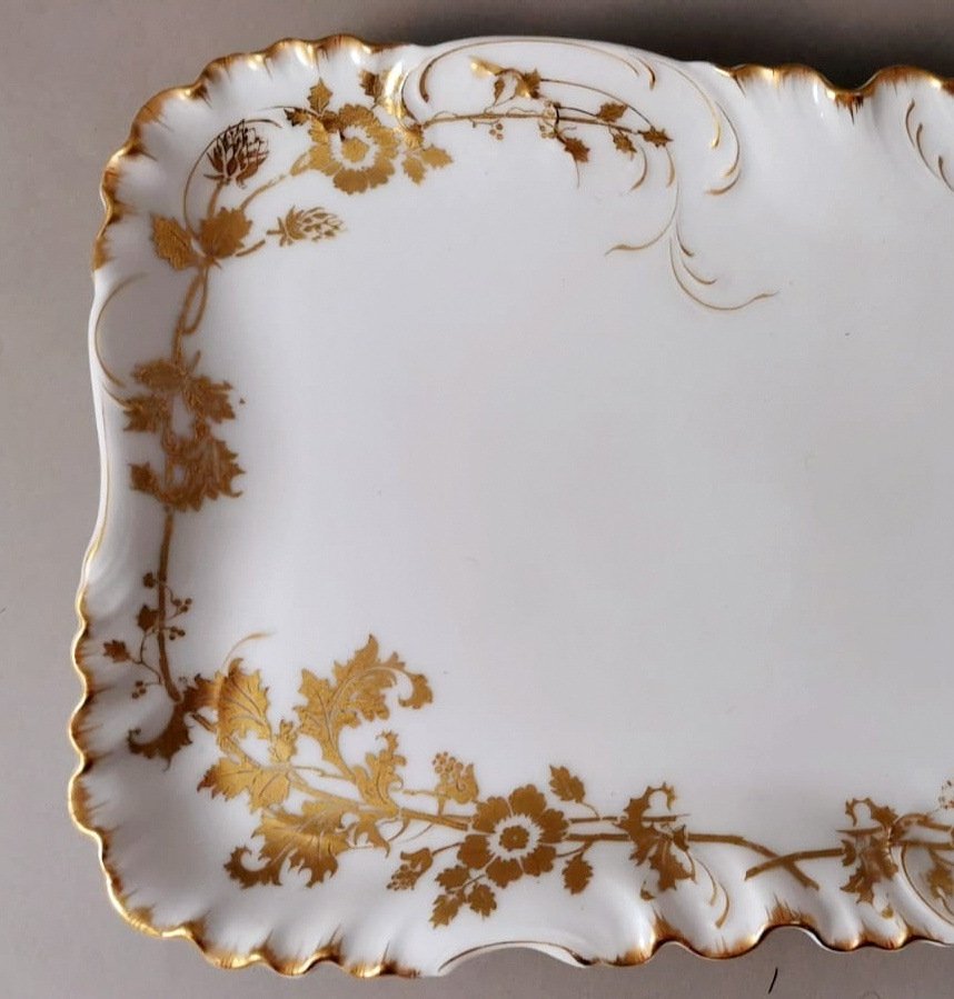 French White Porcelain Trays with Gold Decoration Trays from Haviland & Co Limoges, 1902, Set of 2