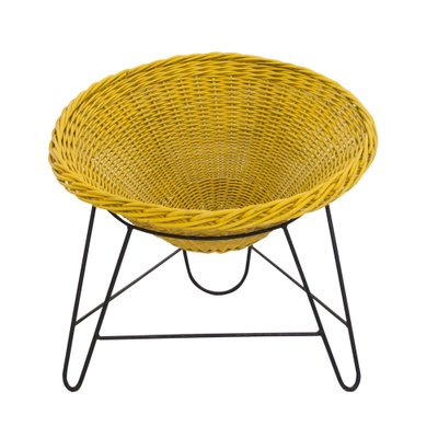 French Wicker Chair in Iron with Natural Fiber by Mathieu Matégot, 1950-UZ-1329715