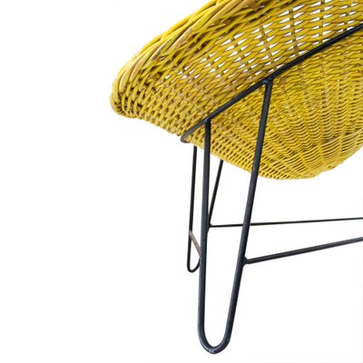 French Wicker Chair in Iron with Natural Fiber by Mathieu Matégot, 1950-UZ-1329715