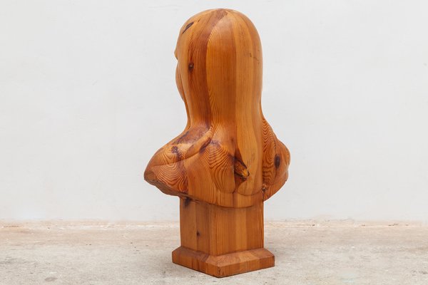 French Women Bust Sculpture Marianne Goddess of Liberty in Solid Wood, 1960s-KL-740936