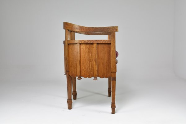 French Wood and Leather Desk with Chair, 1920s, Set of 2-GXL-1757294