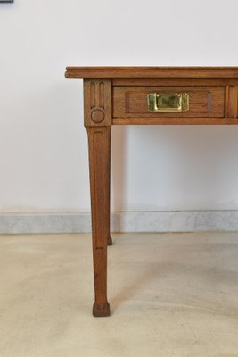 French Wood and Leather Desk with Chair, 1920s, Set of 2-GXL-1757294