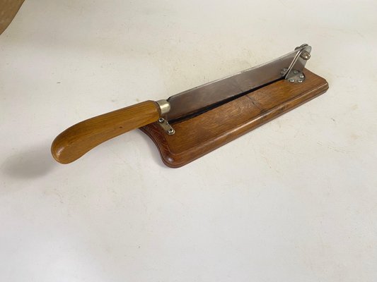 French Wood and Steel Bread Knife on Wood Plate, 20th Century-UR-1756081