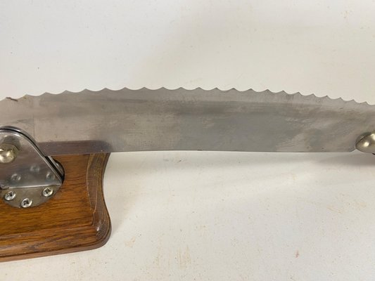 French Wood and Steel Bread Knife on Wood Plate, 20th Century-UR-1756081