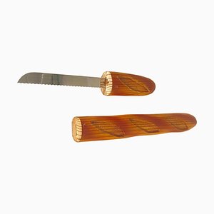 French Wood Bread Knife with Cover, 20th Century, Set of 2-UR-1764867