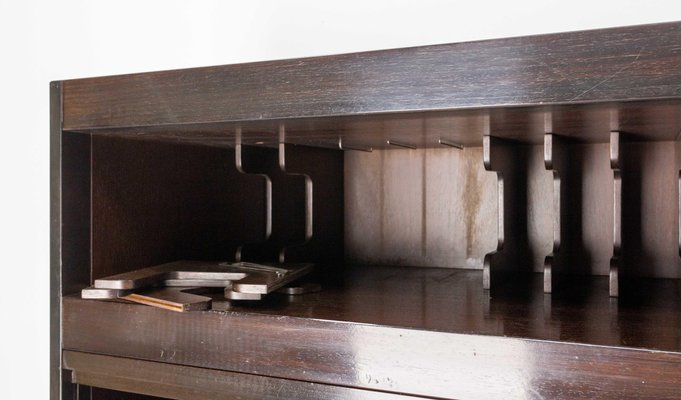 French Wood Cabinet with Tambour Roll-Top, 1980s