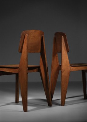 French Wood Chairs attributed to Jean Prouvé, 1950s, Set of 2-YU-1800699