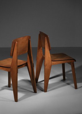 French Wood Chairs attributed to Jean Prouvé, 1950s, Set of 2-YU-1800699