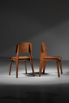 French Wood Chairs attributed to Jean Prouvé, 1950s, Set of 2-YU-1800699