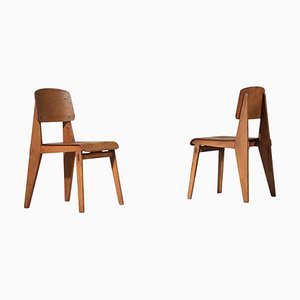 French Wood Chairs attributed to Jean Prouvé, 1950s, Set of 2-YU-1800699