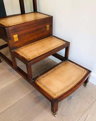 French Wood & Leather Folding Staircase Transformable into a Coffee Table, 1950s-BA-769106