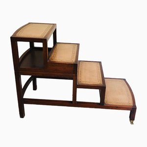 French Wood & Leather Folding Staircase Transformable into a Coffee Table, 1950s-BA-769106