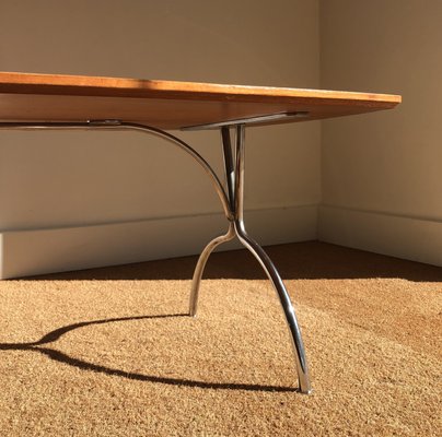 French Wooden and Metallic Coffee Table, 1960s-CPD-2035875