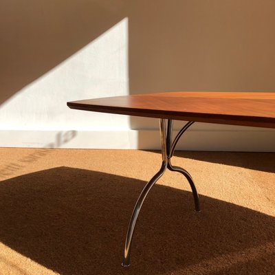 French Wooden and Metallic Coffee Table, 1960s-CPD-2035875