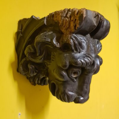 French Wooden Carving of a Lion's Head, 17th-18th Century-VHW-1820631