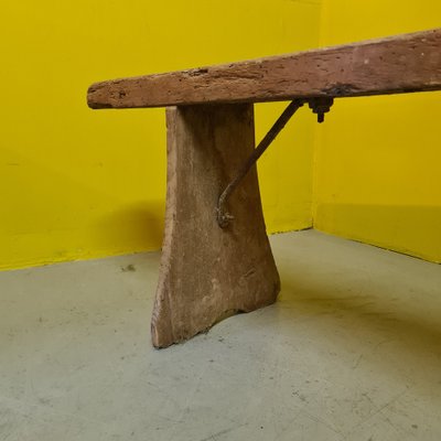 French Wooden Farmers Hall Bench, 1890s-VHW-1811483