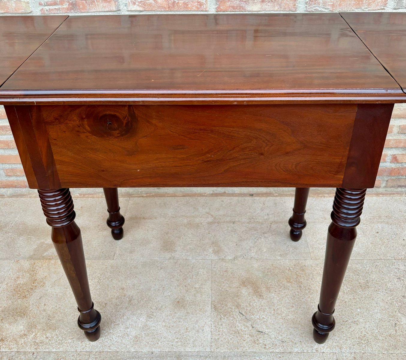 French Wooden Nesting Table with Wings and Two Drawers, 1920s