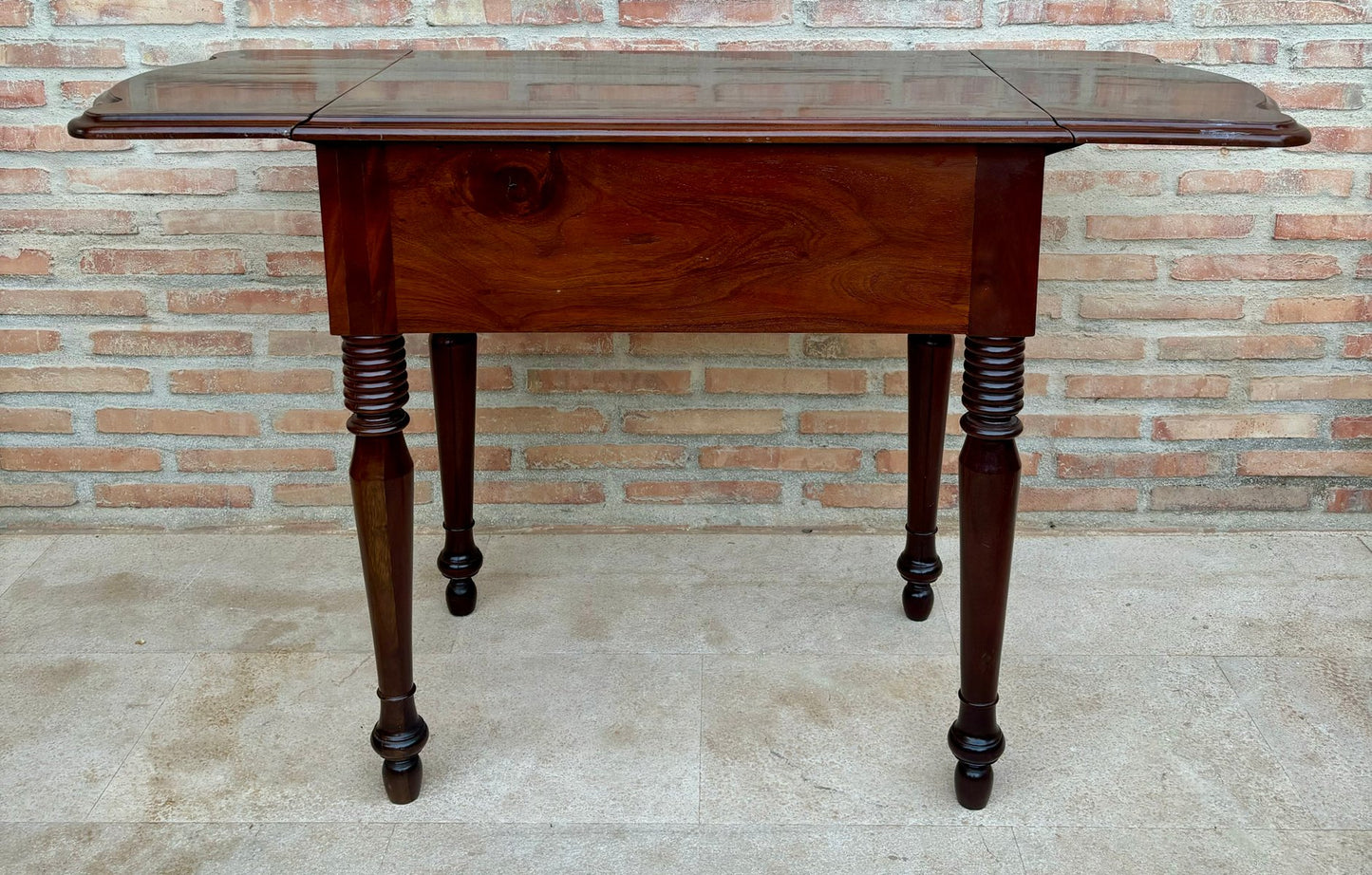 French Wooden Nesting Table with Wings and Two Drawers, 1920s