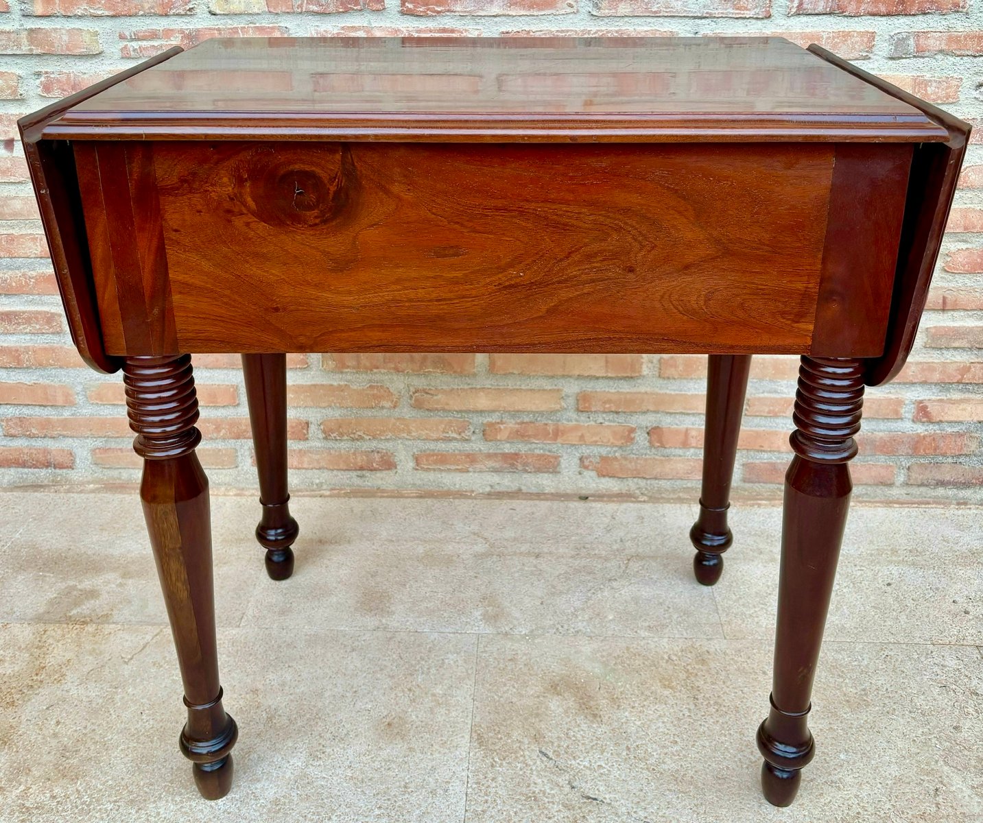 French Wooden Nesting Table with Wings and Two Drawers, 1920s