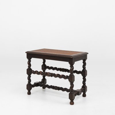 French Wooden Stool with Rattan Top, 1880s-YSY-2024509