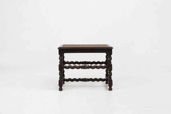 French Wooden Stool with Rattan Top, 1880s-YSY-2024509