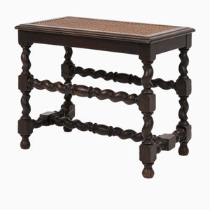 French Wooden Stool with Rattan Top, 1880s-YSY-2024509