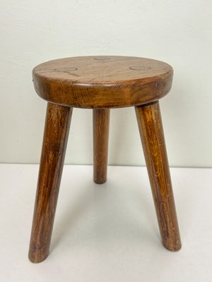 French Wooden Tripod Stool, 1960s-WZZ-1728794