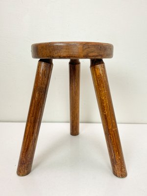 French Wooden Tripod Stool, 1960s-WZZ-1728794