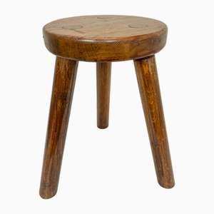 French Wooden Tripod Stool, 1960s-WZZ-1728794