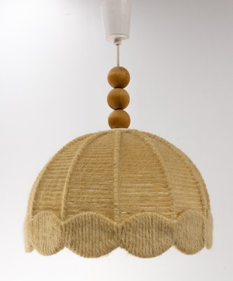 French Wool on Metallic Frame Chandelier Ceiling Pendant, 1970s-RIU-1394188