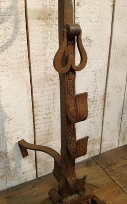 French Wrought Iron Andirons, 1900s, Set of 2-BA-658493