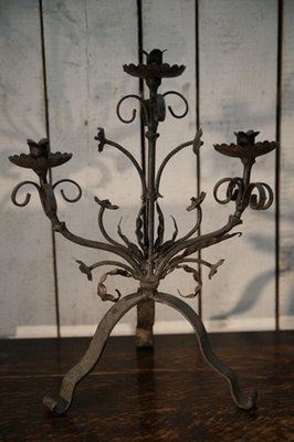 French Wrought Iron Candle Holder, 1900s-BA-1365726